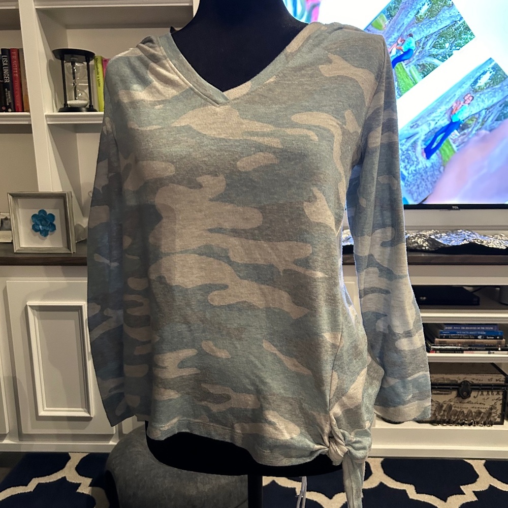 Tie dye blue/gray Democracy blouse